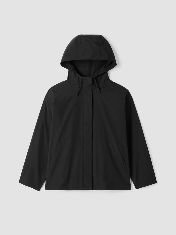 Jackets Coats and Vests Women Eileen Fisher Light Cotton Nylon Hooded Jacket Black