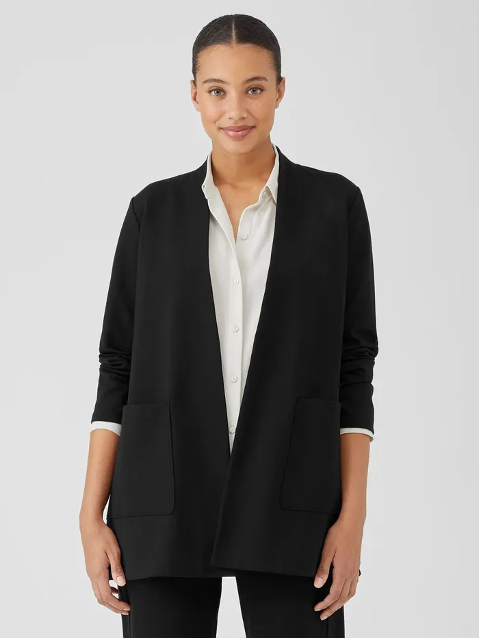 Jackets Coats and Vests Women Eileen Fisher Washable Flex Ponte High Collar Jacket Black