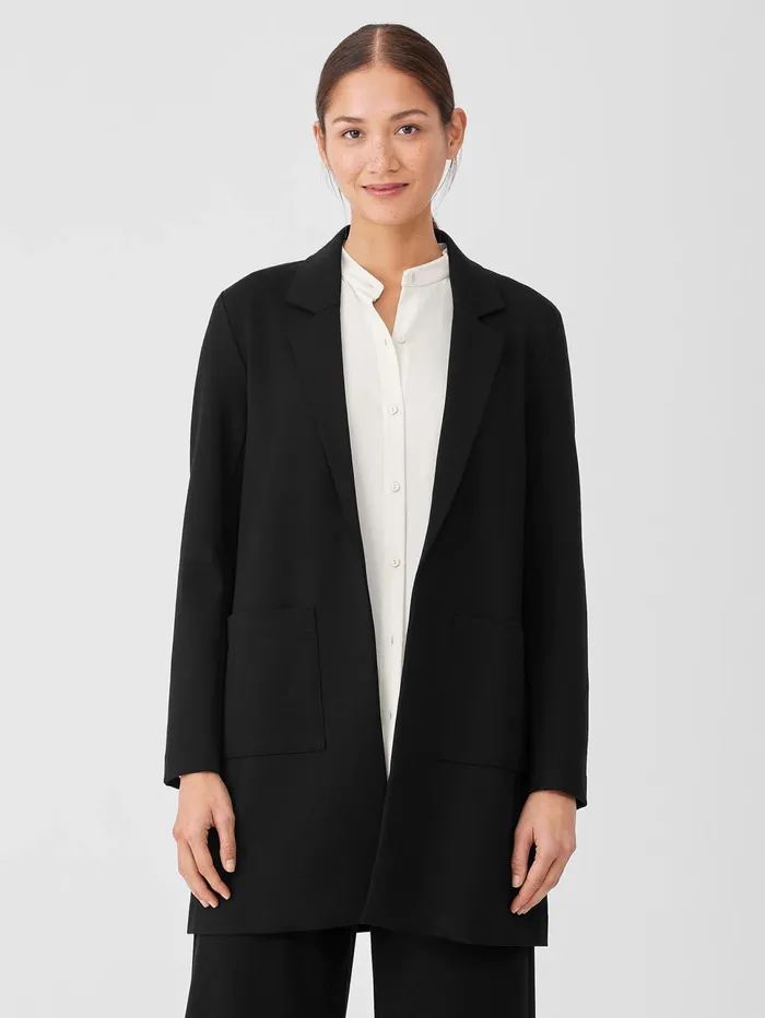 Jackets Coats and Vests Women Eileen Fisher Washable Flex Ponte Long Blazer Black