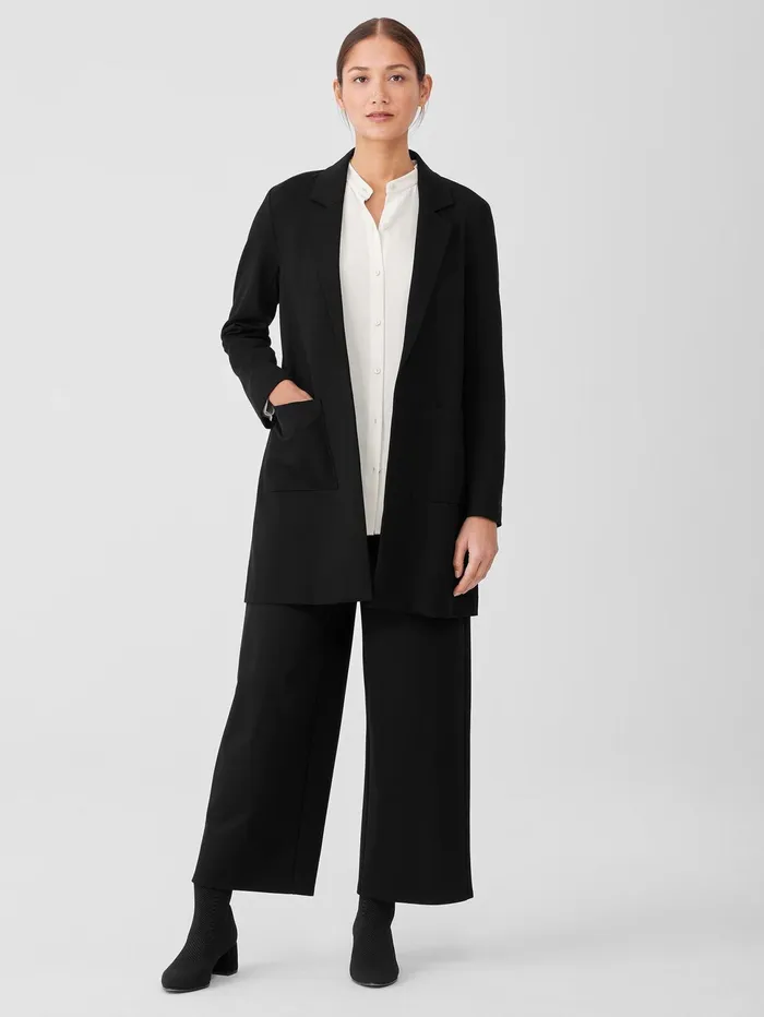 Jackets Coats and Vests Women Eileen Fisher Washable Flex Ponte Long Blazer Black
