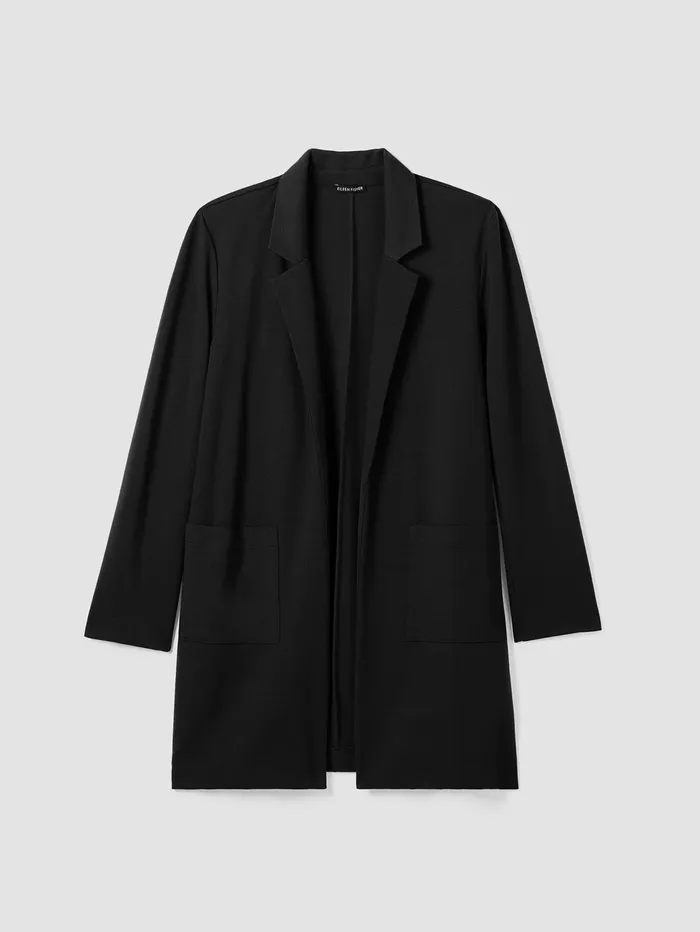 Jackets Coats and Vests Women Eileen Fisher Washable Flex Ponte Long Blazer Black