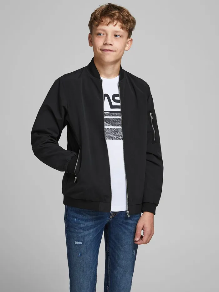 Jackets JACK and JONES Junior BOYS BOMBER JACKET Black Black