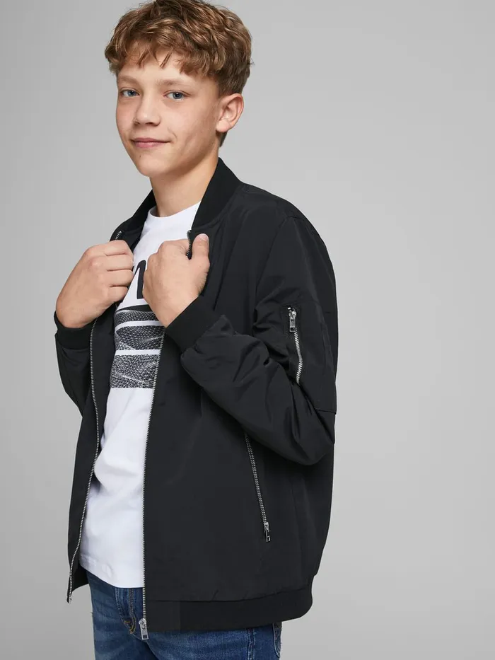 Jackets JACK and JONES Junior BOYS BOMBER JACKET Black Black