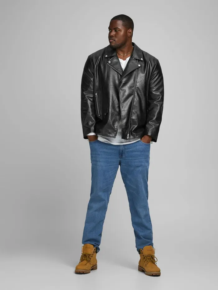 Jackets JACK and JONES Mens BIKER PLUS SIZE JACKET Black Black