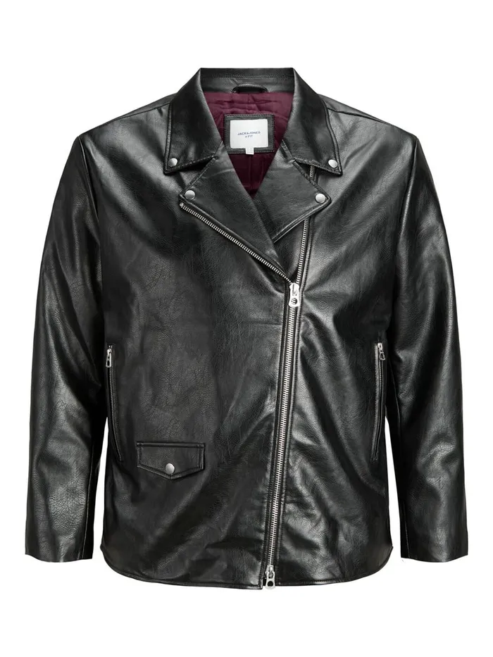 Jackets JACK and JONES Mens BIKER PLUS SIZE JACKET Black Black