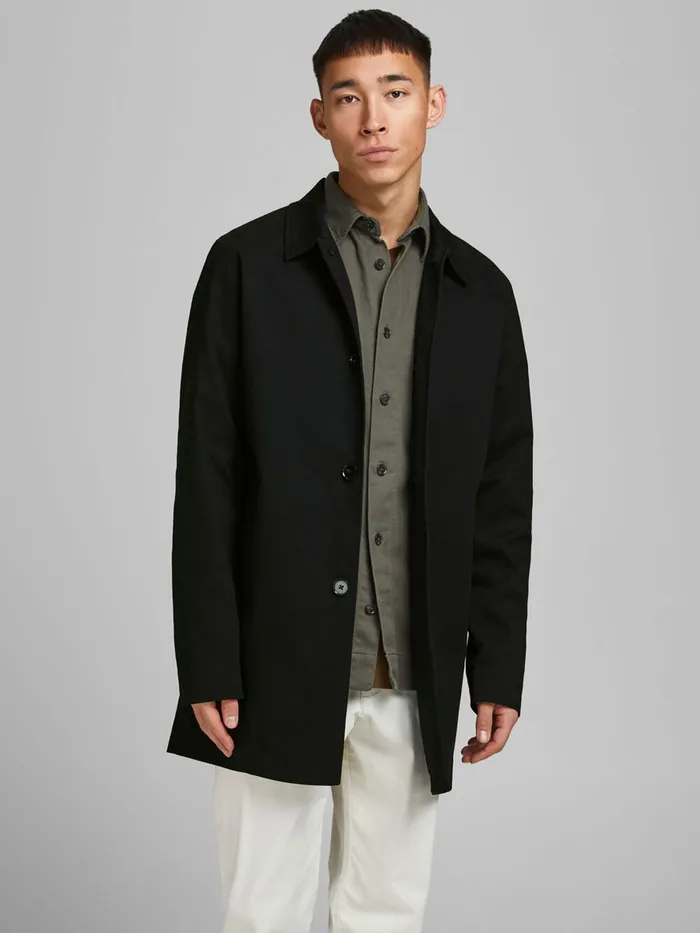 Jackets JACK and JONES Mens COTTON TRENCHCOAT Black Black