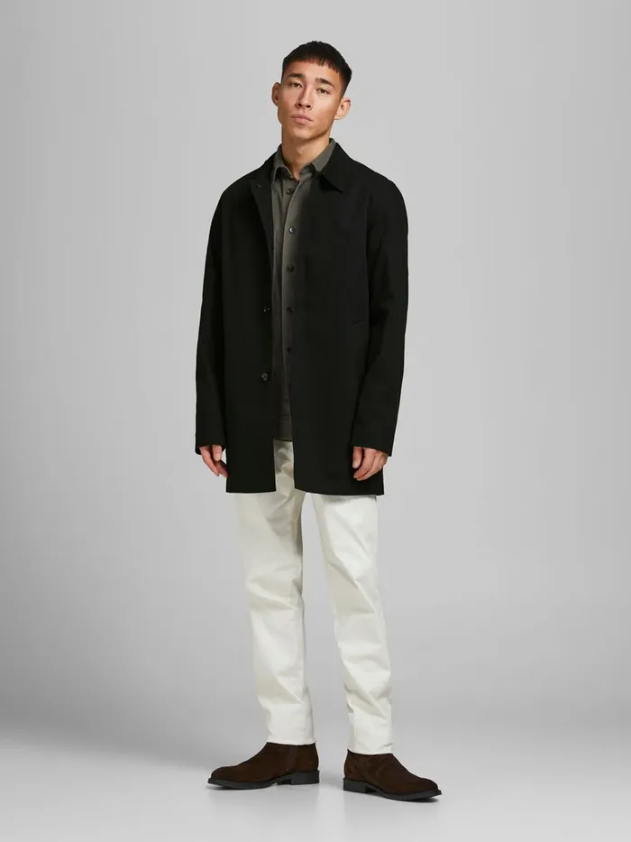 Jackets JACK and JONES Mens COTTON TRENCHCOAT Black Black