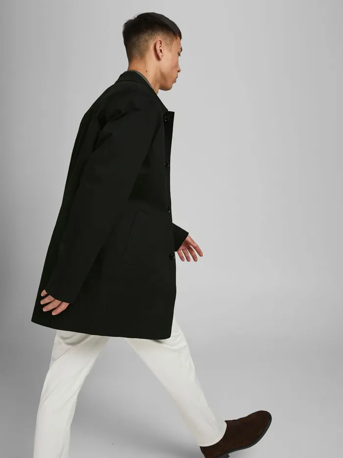 Jackets JACK and JONES Mens COTTON TRENCHCOAT Black Black