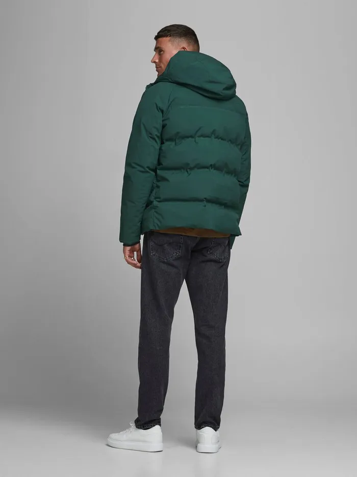 Jackets JACK and JONES Mens DETACHABLE HOOD PUFFER JACKET Green Darkest Spruce