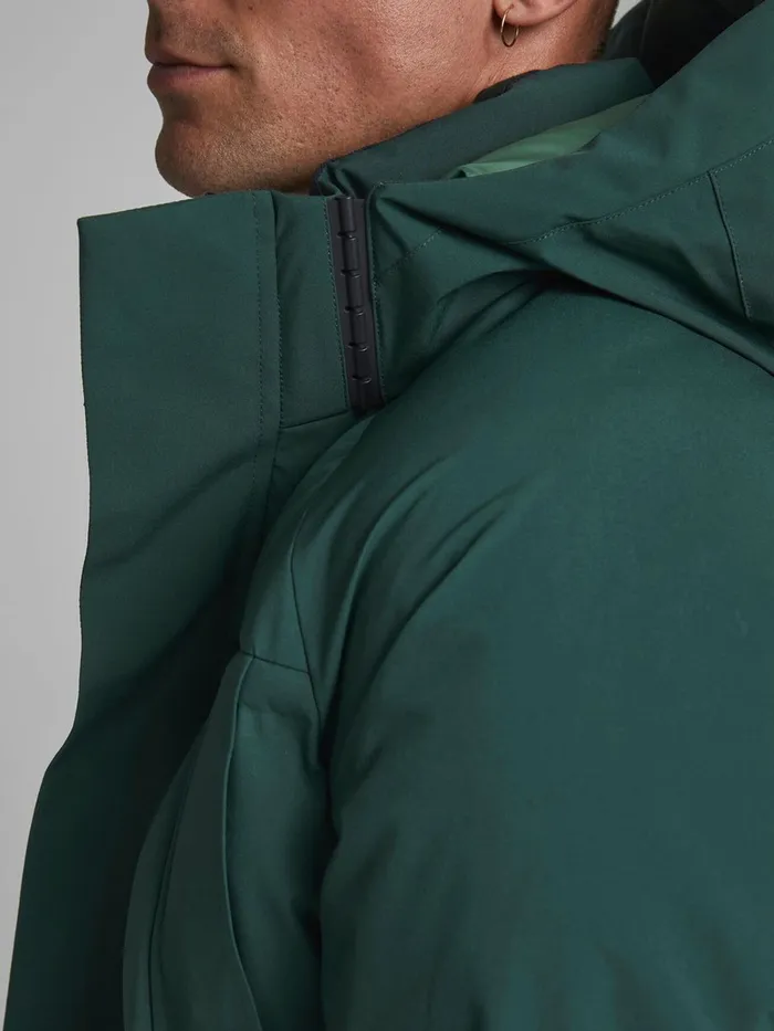 Jackets JACK and JONES Mens DETACHABLE HOOD PUFFER JACKET Green Darkest Spruce