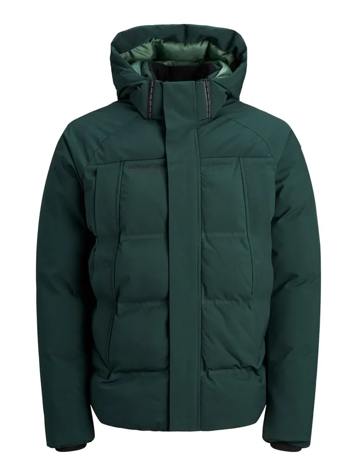 Jackets JACK and JONES Mens DETACHABLE HOOD PUFFER JACKET Green Darkest Spruce