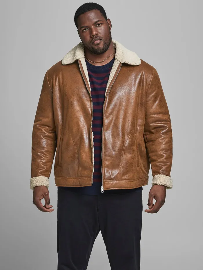 Jackets JACK and JONES Mens FLIGHT PLUS SIZE JACKET Brown Cognac
