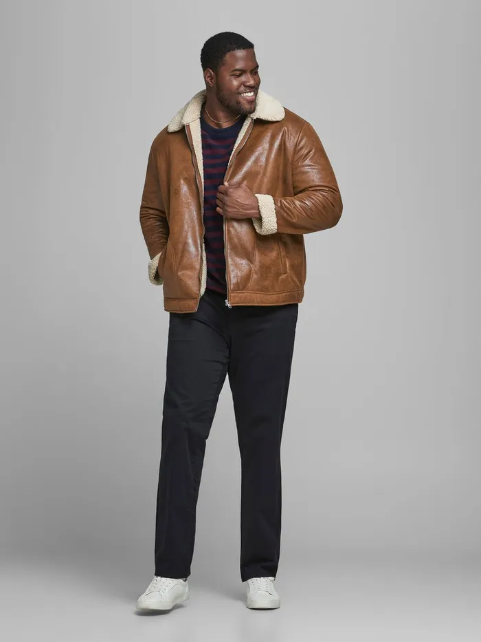 Jackets JACK and JONES Mens FLIGHT PLUS SIZE JACKET Brown Cognac