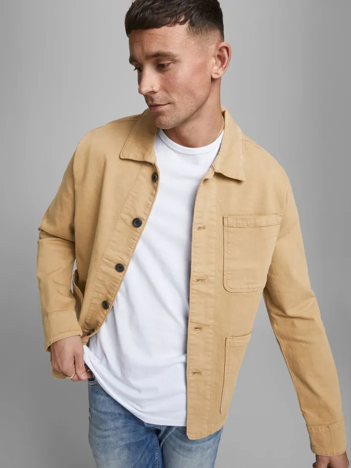 Jackets JACK and JONES Mens LUCAS AKM DENIM JACKET Beige Kelp