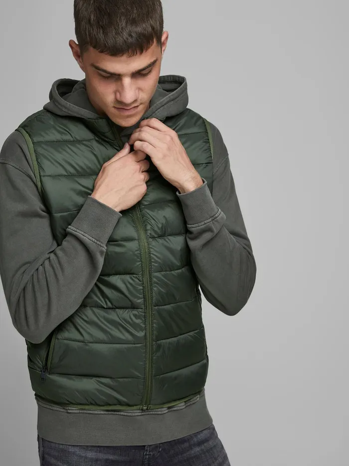 Jackets JACK and JONES Mens PUFFER GILET Green Rosin