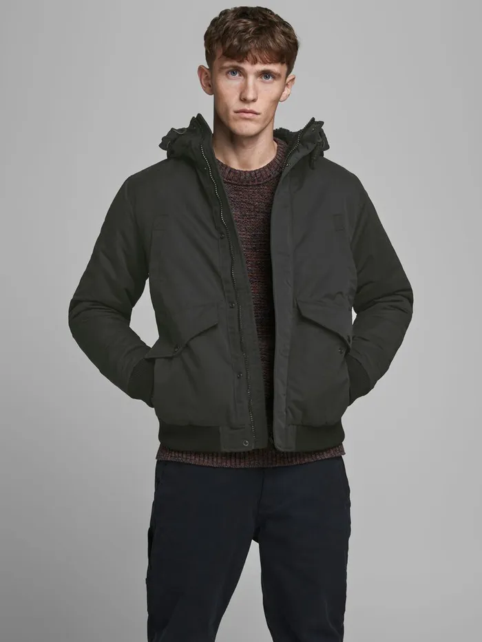 Jackets JACK and JONES Mens TEDDYLINED HOOD JACKET Black Black