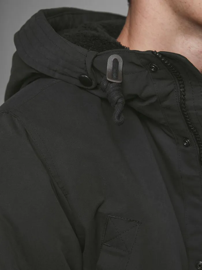 Jackets JACK and JONES Mens TEDDYLINED HOOD JACKET Black Black