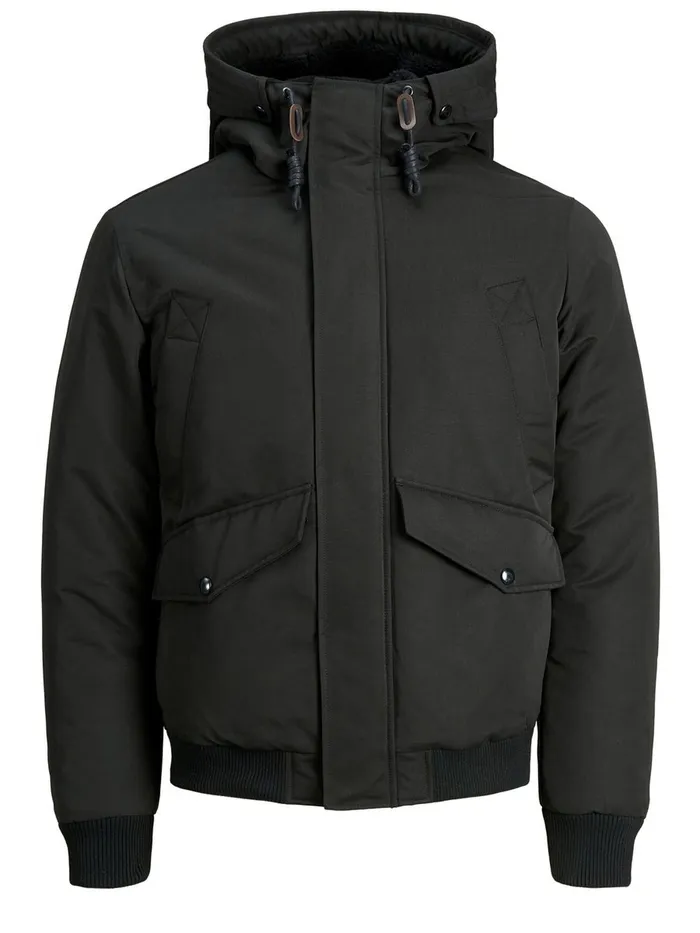 Jackets JACK and JONES Mens TEDDYLINED HOOD JACKET Black Black