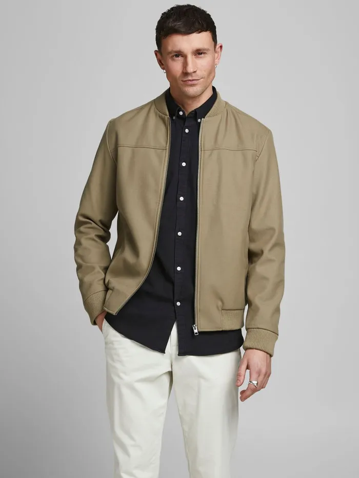 Jackets JACK and JONES Mens WOVEN COTTON BOMBER JACKET Beige String