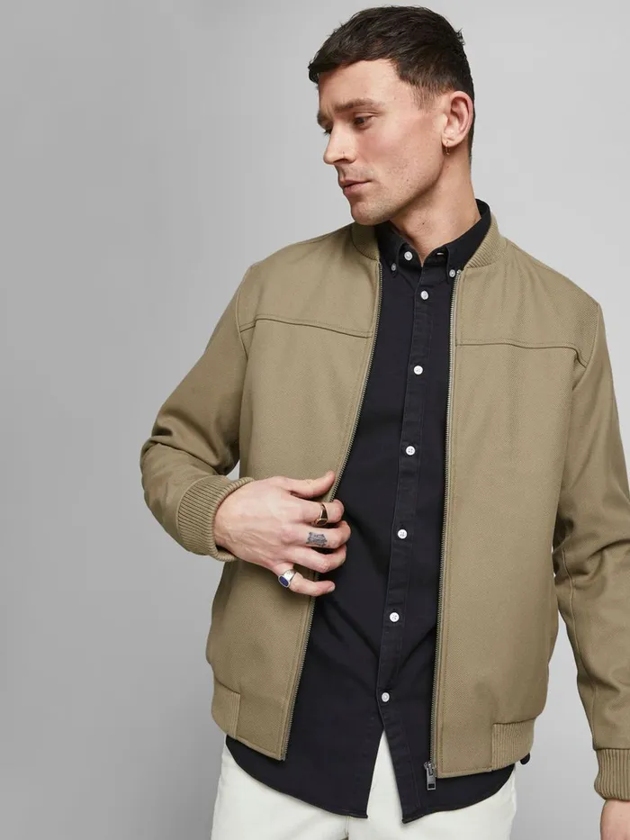 Jackets JACK and JONES Mens WOVEN COTTON BOMBER JACKET Beige String