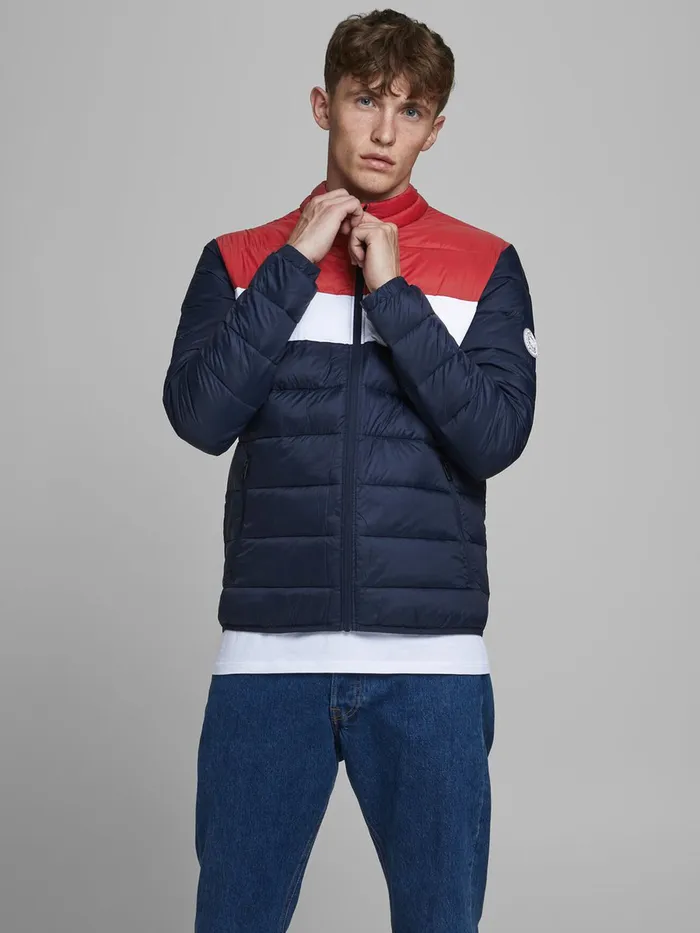 Jackets JACK and JONES Mens ZIP THROUGH PUFFER JACKET Red Tango Red