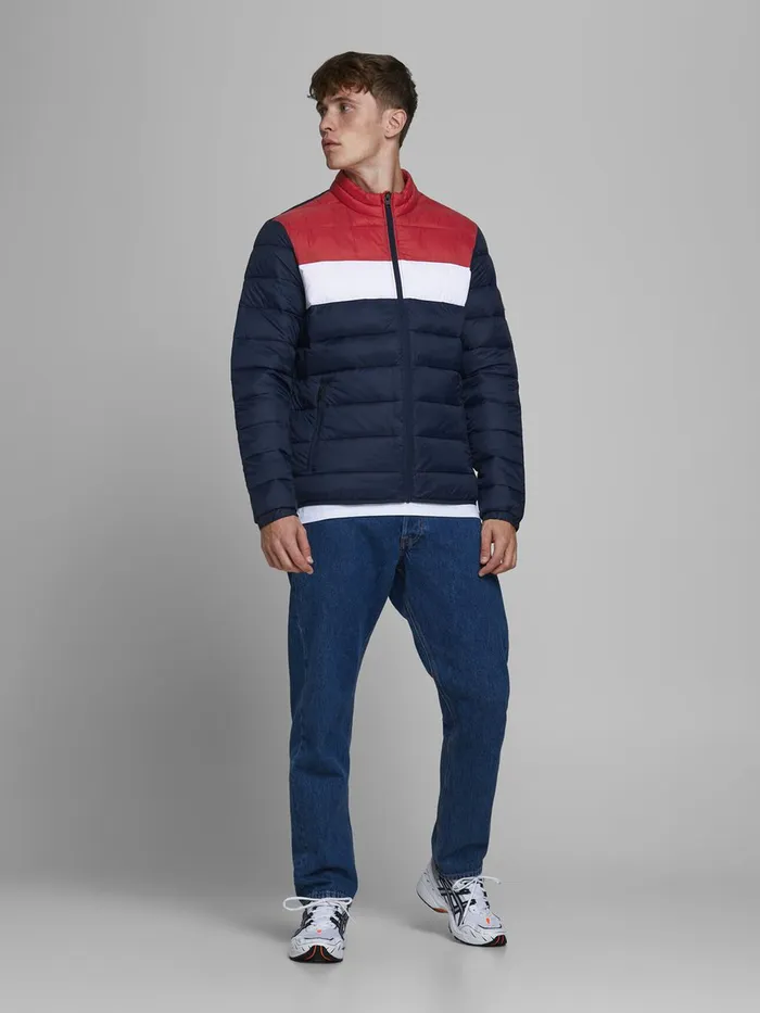 Jackets JACK and JONES Mens ZIP THROUGH PUFFER JACKET Red Tango Red
