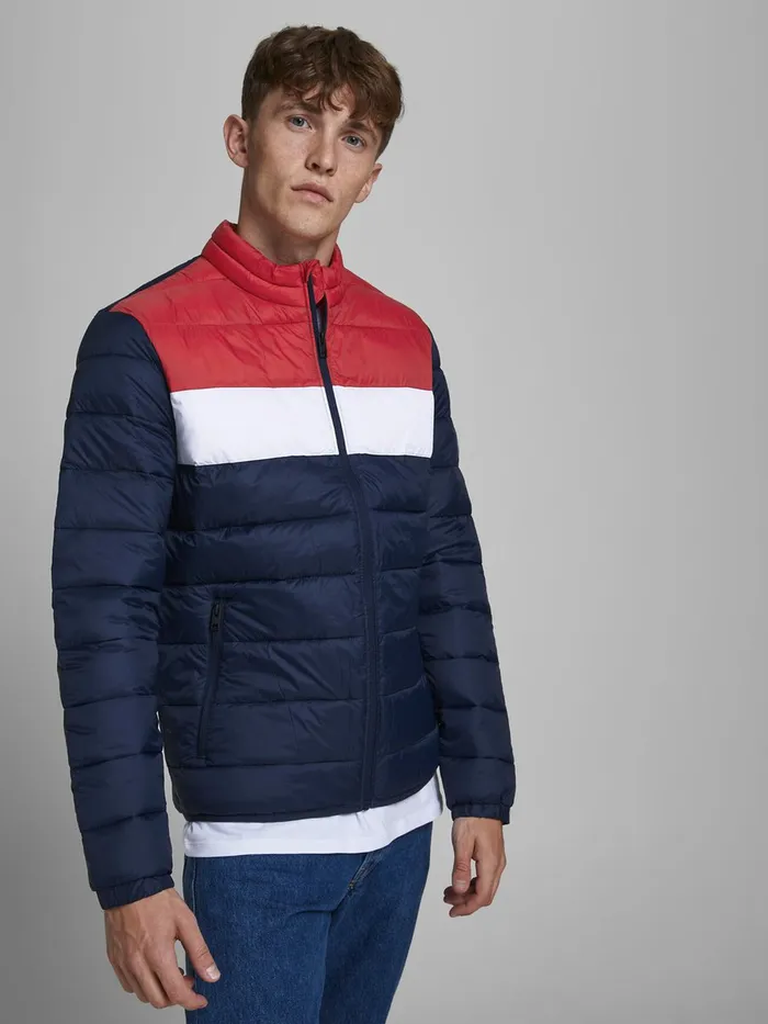 Jackets JACK and JONES Mens ZIP THROUGH PUFFER JACKET Red Tango Red