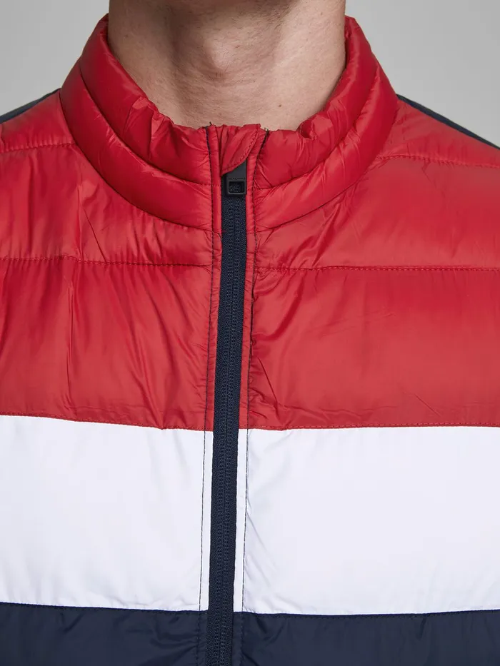 Jackets JACK and JONES Mens ZIP THROUGH PUFFER JACKET Red Tango Red
