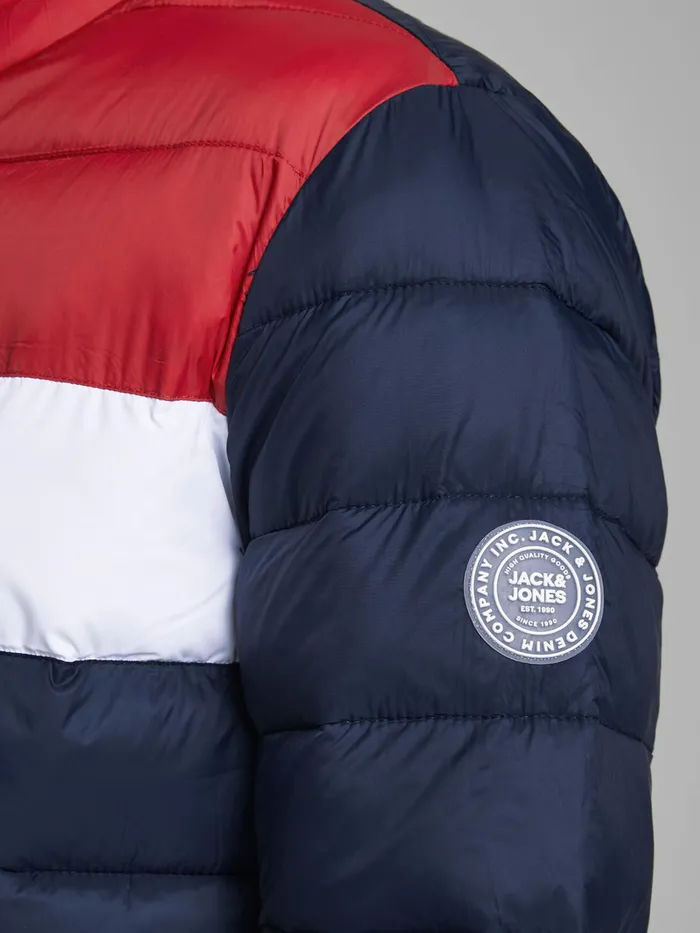 Jackets JACK and JONES Mens ZIP THROUGH PUFFER JACKET Red Tango Red