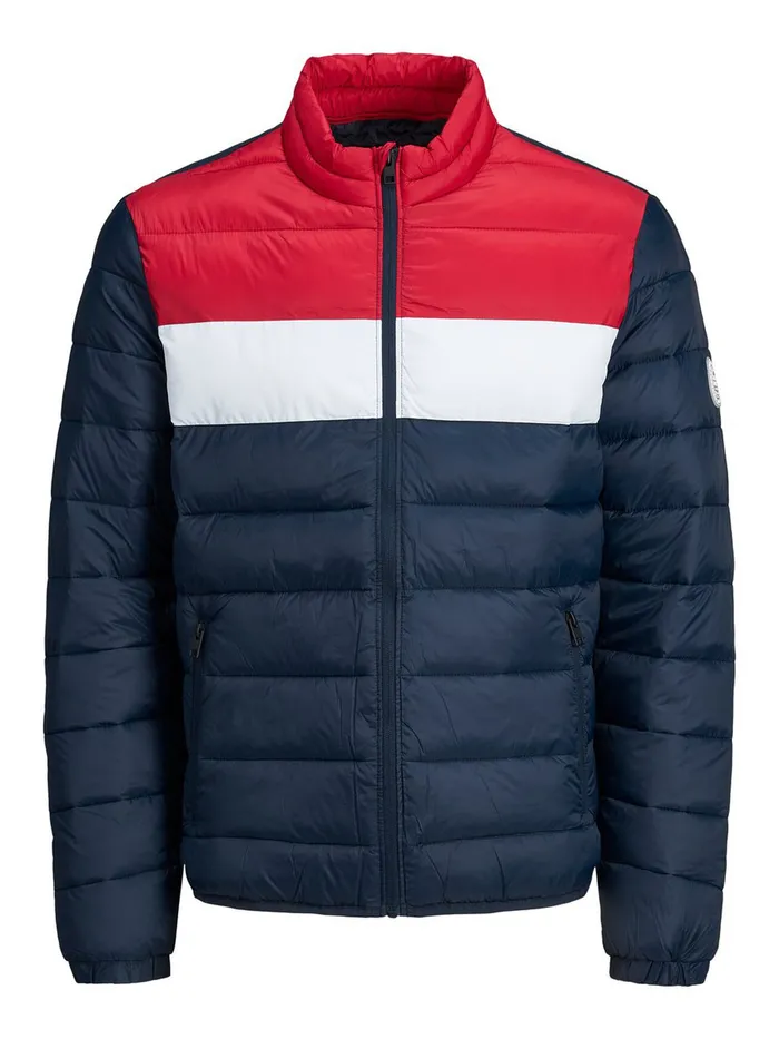 Jackets JACK and JONES Mens ZIP THROUGH PUFFER JACKET Red Tango Red