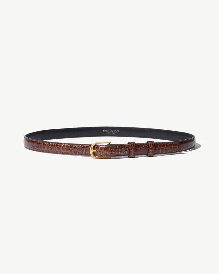 JANE BELT Black Wshiny Brass Buckle Women Nili Lotan Belts and Accessories