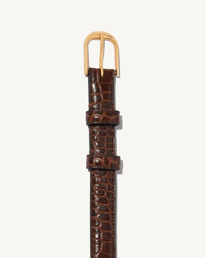 JANE BELT Black Wshiny Brass Buckle Women Nili Lotan Belts and Accessories