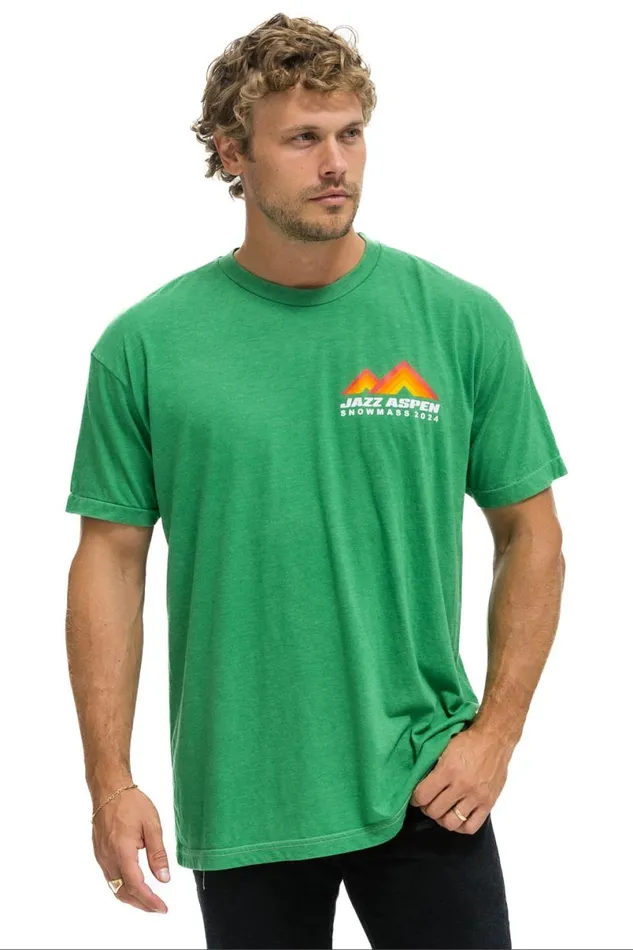 Jazz Aspen Snowmass 2024 Crew Tee Shirt 8211 Kelly Green WomenMen Aviator Nation Tees