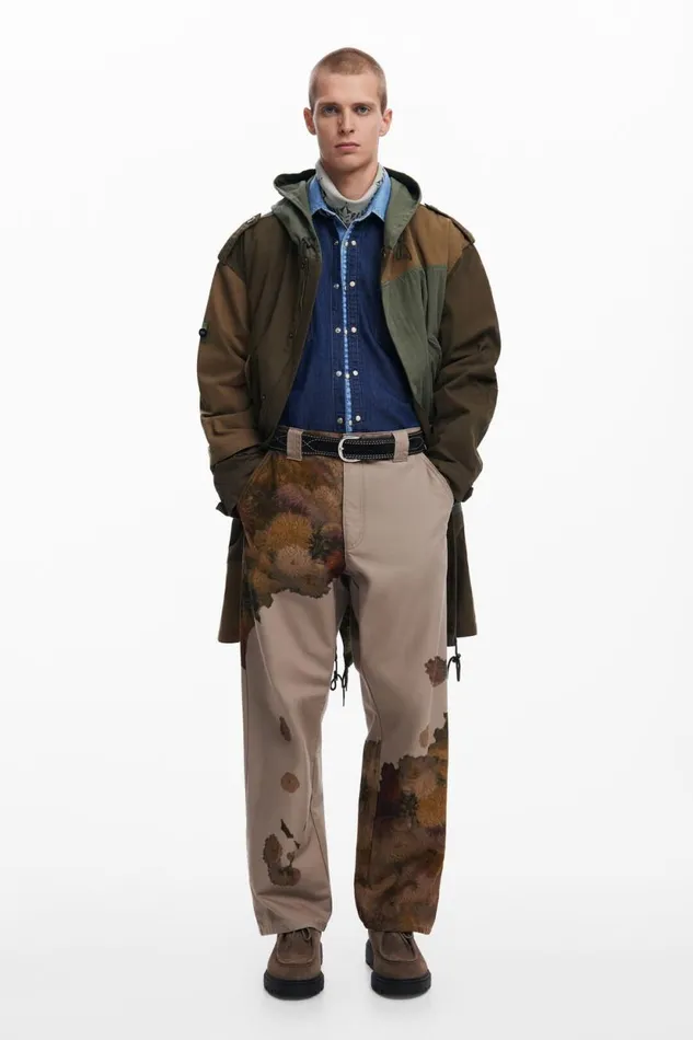 Jeans And Trousers Men Desigual Floral Print Pants Brown