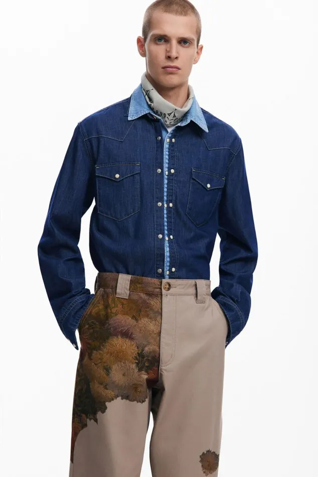 Jeans And Trousers Men Desigual Floral Print Pants Brown