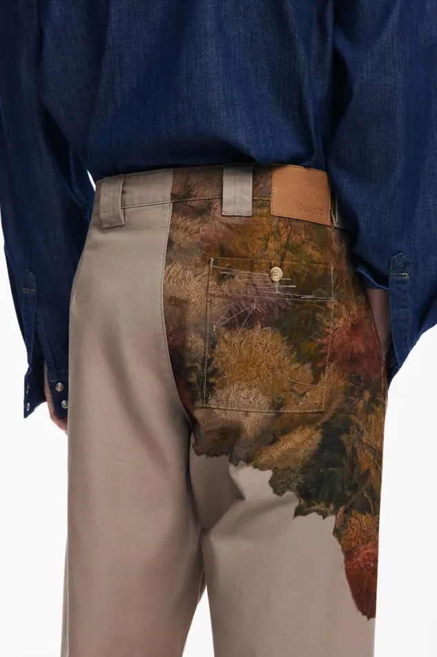 Jeans And Trousers Men Desigual Floral Print Pants Brown