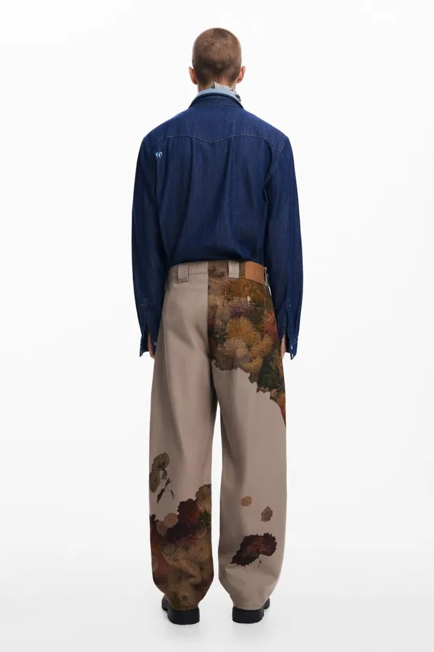 Jeans And Trousers Men Desigual Floral Print Pants Brown