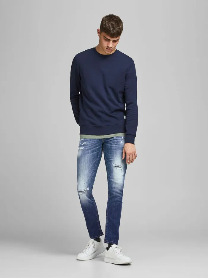 Jeans JACK and JONES Mens GLENN FOX GE 740 SLIM FIT JEANS Blue Blue Denim