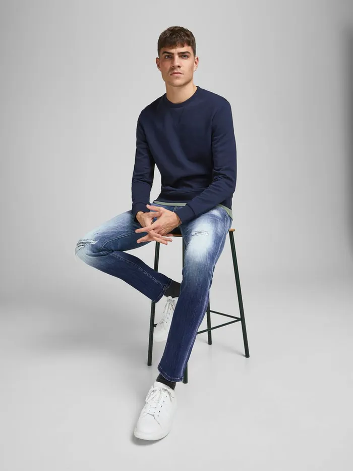 Jeans JACK and JONES Mens GLENN FOX GE 740 SLIM FIT JEANS Blue Blue Denim