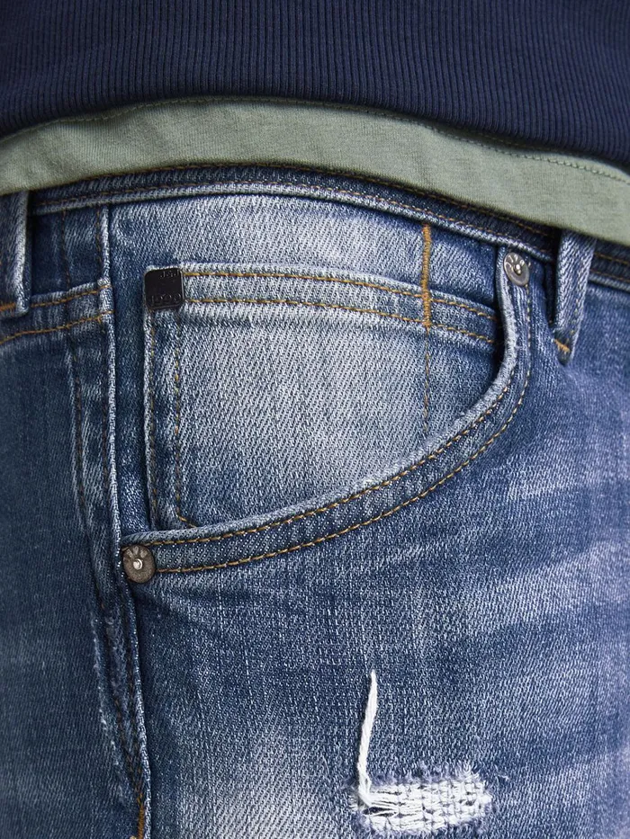 Jeans JACK and JONES Mens GLENN FOX GE 740 SLIM FIT JEANS Blue Blue Denim