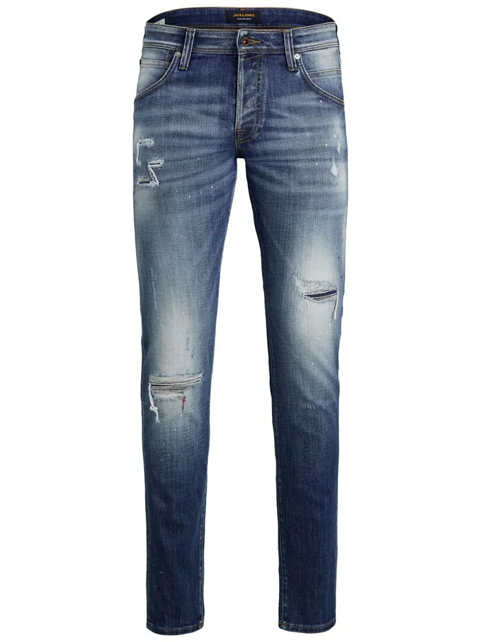 Jeans JACK and JONES Mens GLENN FOX GE 740 SLIM FIT JEANS Blue Blue Denim