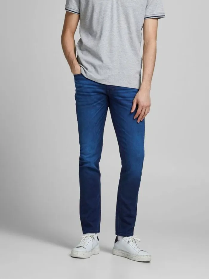 Jeans JACK and JONES Mens GLENN ORIGINAL GE 106 INDIGO KNIT SLIM FIT JEANS Blue Blue Denim