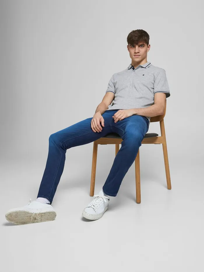 Jeans JACK and JONES Mens GLENN ORIGINAL GE 106 INDIGO KNIT SLIM FIT JEANS Blue Blue Denim