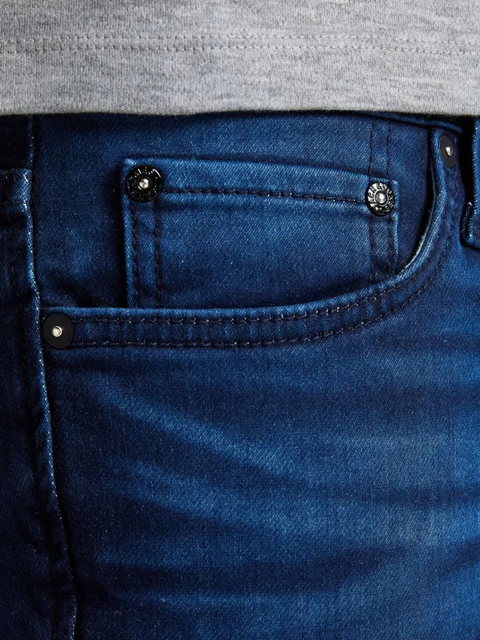 Jeans JACK and JONES Mens GLENN ORIGINAL GE 106 INDIGO KNIT SLIM FIT JEANS Blue Blue Denim