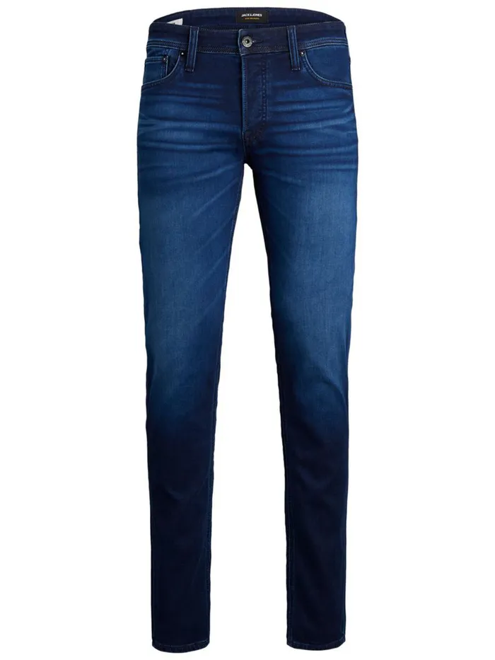 Jeans JACK and JONES Mens GLENN ORIGINAL GE 106 INDIGO KNIT SLIM FIT JEANS Blue Blue Denim