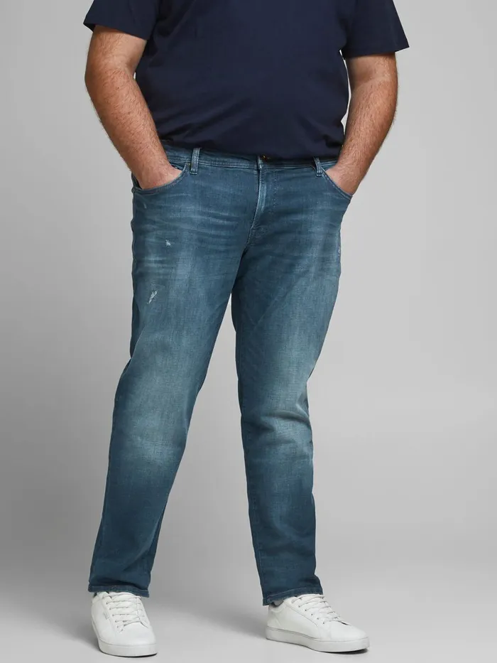 Jeans JACK and JONES Mens GLENN ROCK JJ 358 PLUS SIZE SLIM FIT JEANS Blue Blue Denim