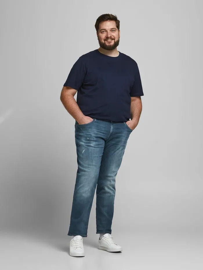 Jeans JACK and JONES Mens GLENN ROCK JJ 358 PLUS SIZE SLIM FIT JEANS Blue Blue Denim
