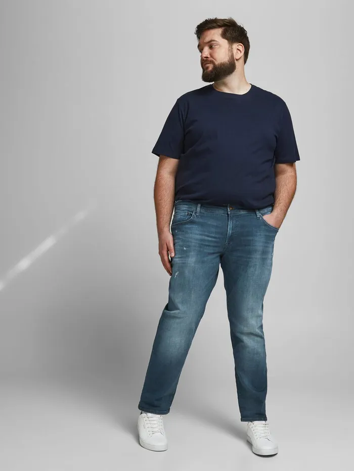 Jeans JACK and JONES Mens GLENN ROCK JJ 358 PLUS SIZE SLIM FIT JEANS Blue Blue Denim