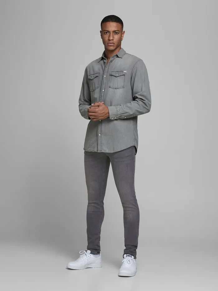 Jeans JACK and JONES Mens LIAM ORIGINAL AM 010 SKINNY FIT JEANS Grey Grey Denim