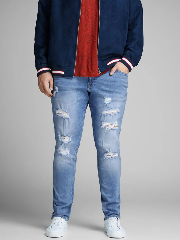 Jeans JACK and JONES Mens LIAM ORIGINAL AM 793 50SPS PLUS SIZE SKINNY FIT JEANS Blue Blue Denim
